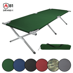 XXL Feldbett 210 x 72 x 45 cm – schwer entflammbar nach DIN 4102-1 (B1), bis 200 kg belastbar, robust & langlebig