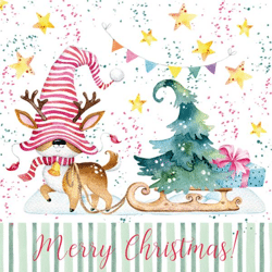 20 Servietten / Napins 33 x 33 cm - Gnom Reindeer - Christmas