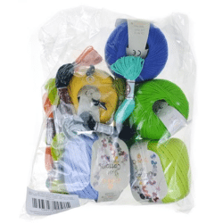 Amigurumi Kit - Garne DMC 20 Krokodil + Kolibri + Küken + Delphin