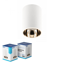 ARIES Deckenleuchtengehäuse, PC, 73 x 105 mm, IP20, max. 20 W, rund, weiß-gold