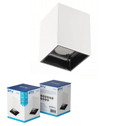 ARIES Deckenleuchtengehäuse, PC, 77 x 100 mm, IP20, max. 20 W, quadratisch, schwarz-weiß