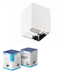 ARIES Deckenleuchtengehäuse, PC, 77 x 100 mm, IP20, max. 20 W, quadratisch, weiß-chrom