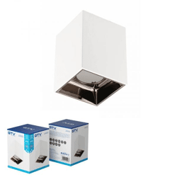 ARIES Deckenleuchtengehäuse, PC, 77 x 100 mm, IP20, max. 20 W, quadratisch, weiß/schwarz verchromt