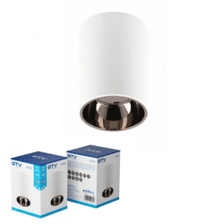 Deckenleuchtengehäuse ARIES, PC, 73 x 105 mm, IP20, max. 20 W, rund, weiß/schwarz verchromt