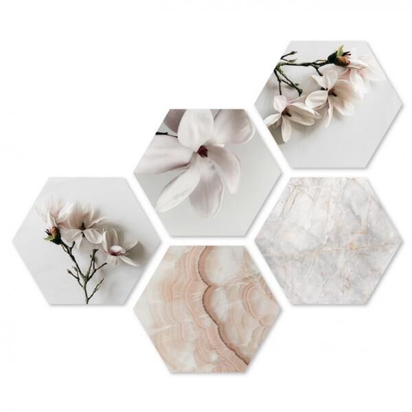 Dekorative Platten HEXAGONS FLOWERS 106x76 cm