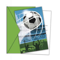 FOOTBALL FANS - 6 Einladungskarten mit Umschlag