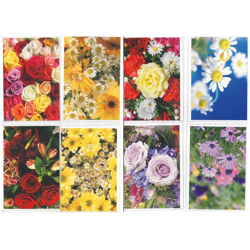 Glückwunschkarten Blumen - 100 Stück - 8 Motive