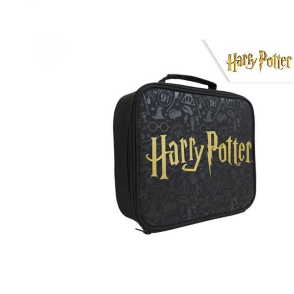 Harry Potter - Fr&uuml;hst&uuml;ckstasche schwarz mit Logo / Lunchbag with Logo black