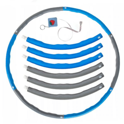 Hula Hop mit Massagelaschen faltbar 100-104 cm + Maßband 150 cm blau grau