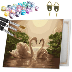 Malerei nach Zahlen 40x50 cm auf Rahmen Schwäne