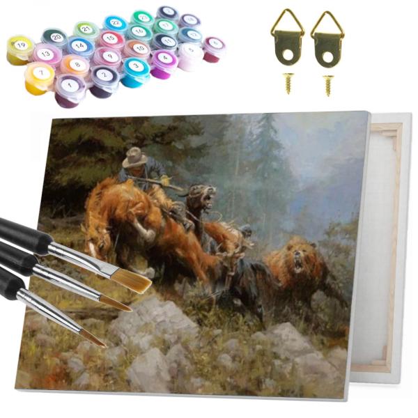 Malerei nach Zahlen 40x50 cm auf Rahmen War Horse