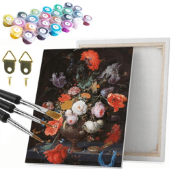 Gemälde nach Zahlen 40x50 cm auf Rahmen Blumen von Abraham Hignon