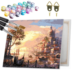 Malerei nach Zahlen 40x50 cm auf Rahmen Hafen von Venedig