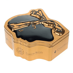 Metalldose mit Deckel in Form eines Mohren, gold