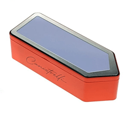 Metalldose mit pfeilförmigem Deckel, orange