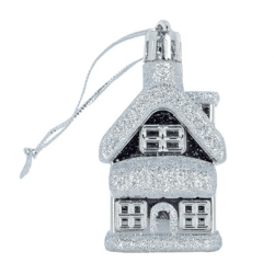 Silberne hängende Hausdekoration 3,5x3x6 cm