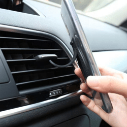 Self-adhesive holder for phone, etc., for car grille