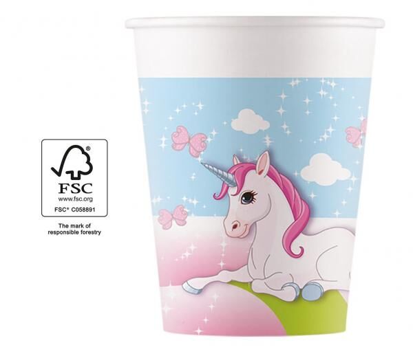 Unicorn - 8 FSC Pappbecher 200ml