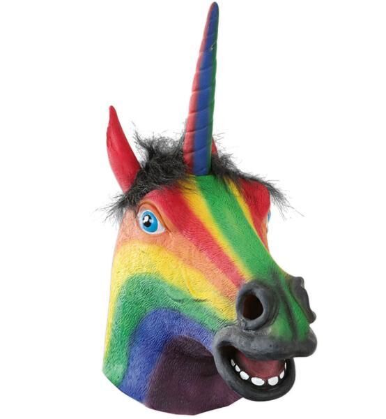 Vollmaske Einhorn bunt - Adult