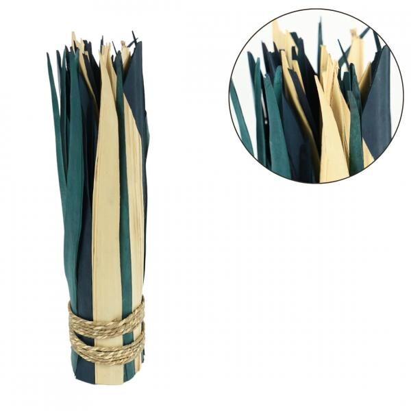 Bündel getrockneter Blätter blau/beige 35 cm