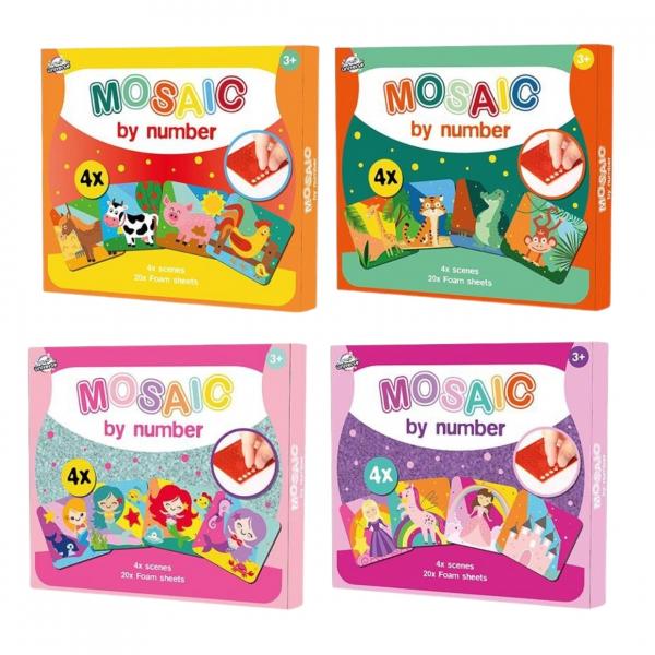 Craft Universe Mosaik auf Zahlenschaum 22 cm 4 Stück sortiert