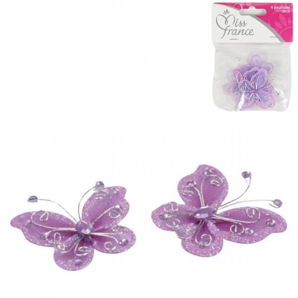 Dekorativer Schmetterling lila 4 cm 4er Set