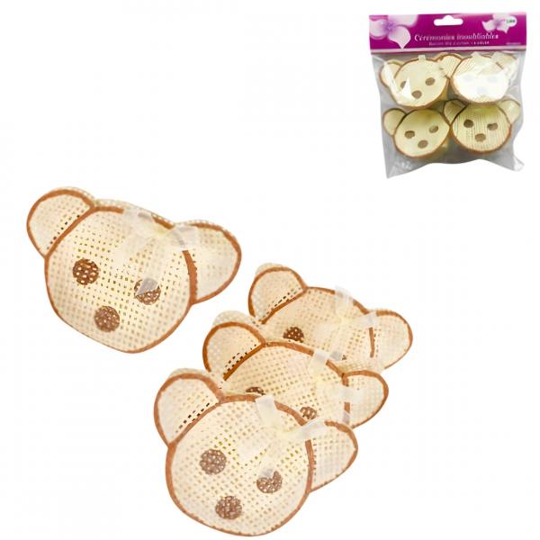 Geschenkpackung Bär beige 9 cm 4er Set