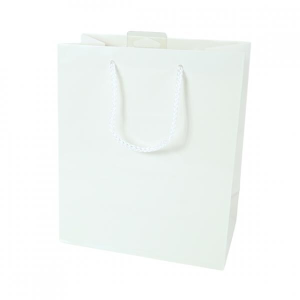 Geschenktüte mit Kordel M weiß 23 cm
