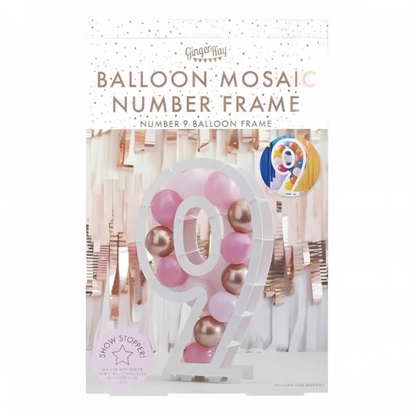 Ginger Ray Ballon Mosaik 9 Ziffern weiß 85 cm