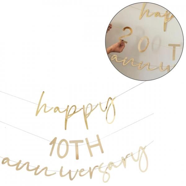 Ginger Ray Buchstabengirlande Anniversary gold 6 m