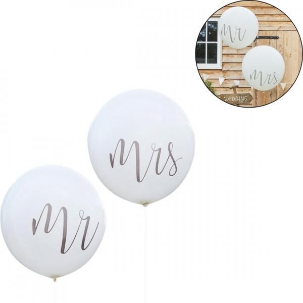 Ginger Ray balloons Mr & Mrs white 91 cm