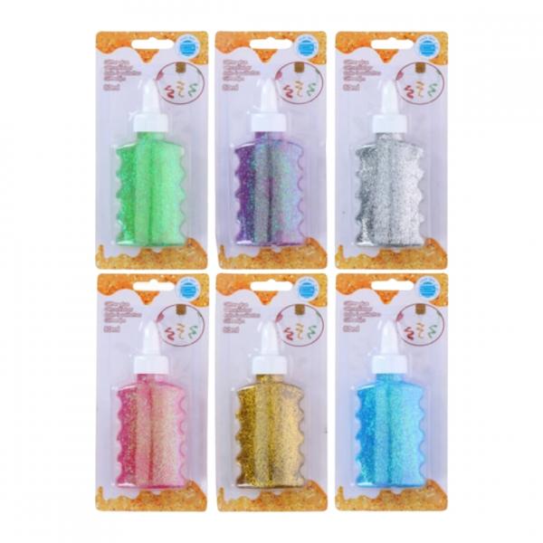 Glitzerkleber 80 ml 6fach sortiert