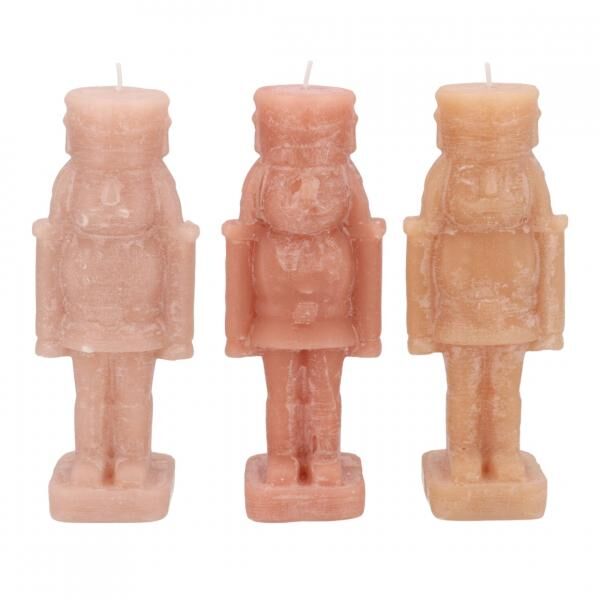 Kerze Frosty Nussknacker warm sand 7 x 20 cm 3 sortiert
