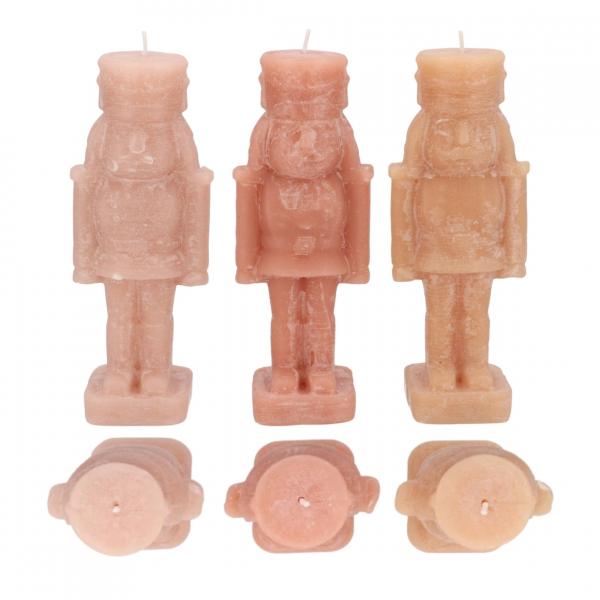 Kerze Frosty Nussknacker warm sand 7 x 20 cm 3 sortiert