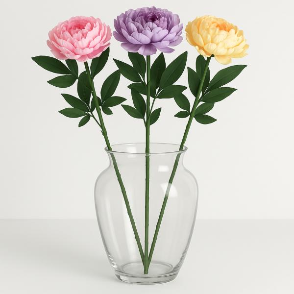 Künstliche Blume Pfingstrose 77 cm 3 Stück sortiert