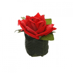 Artificial flower rose in leaf red 8 cm