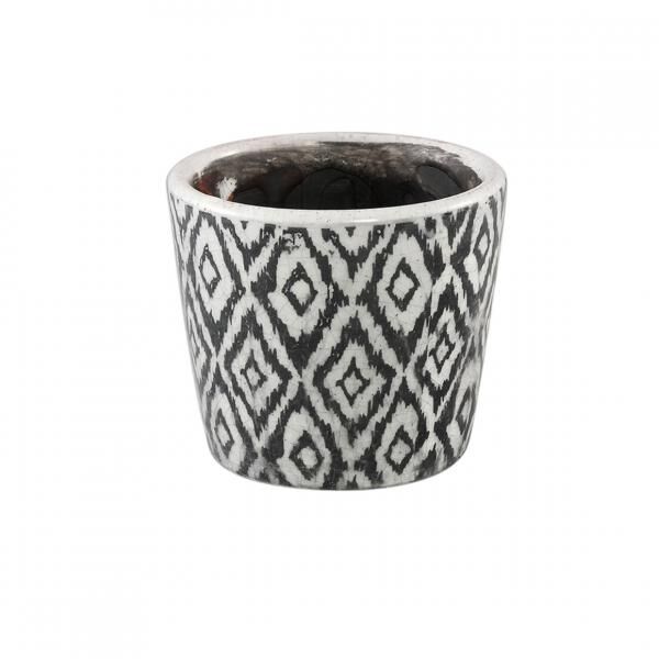 PTMD Blumentopf Beire S Ikat Druck schwarz/weiß 10 cm