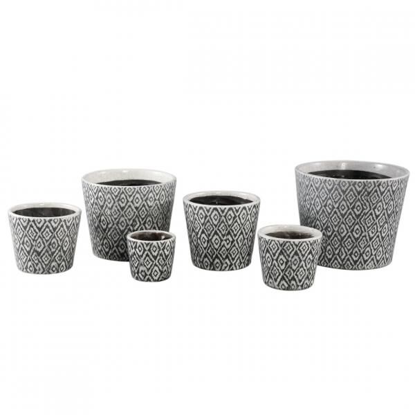 PTMD Blumentopf Beire S Ikat Druck schwarz/weiß 10 cm