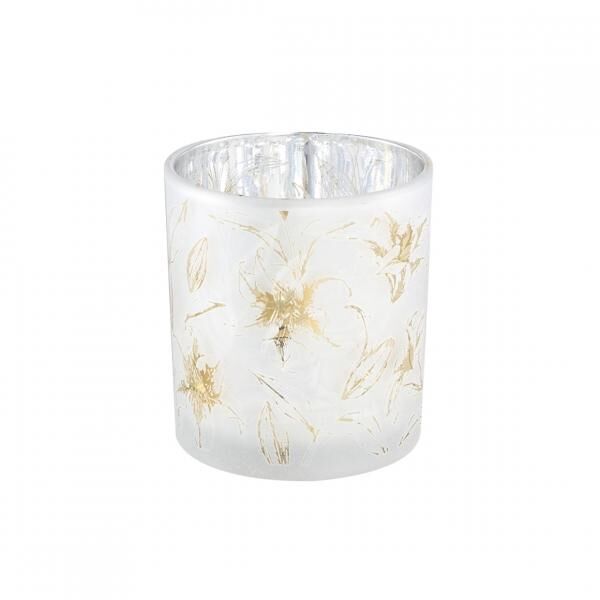 PTMD Teelichthalter Aolani Flower Glas weiß S 8 cm