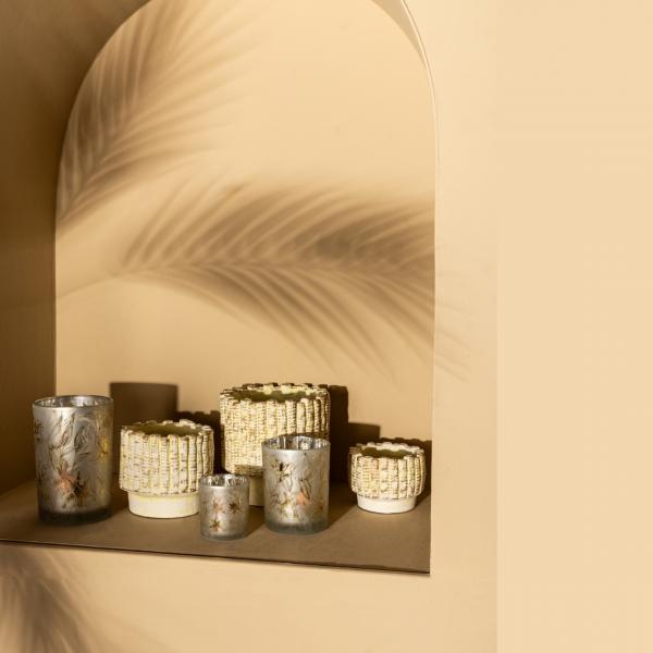 PTMD Teelichthalter Aolani Flower Glas weiß S 8 cm