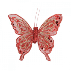 Butterfly on clip red 11 cm