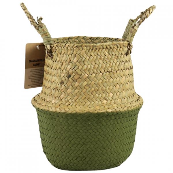 Basket sea grass olive green/brown 22 cm