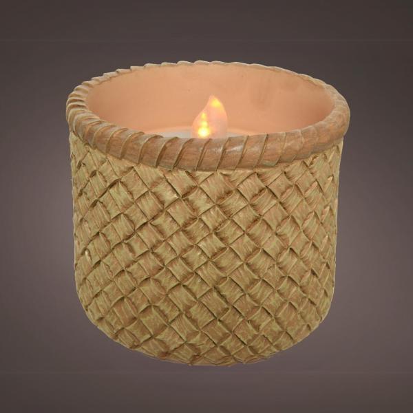 Solar LED Kerze mit Flammeneffekt braun 10 x 8 cm