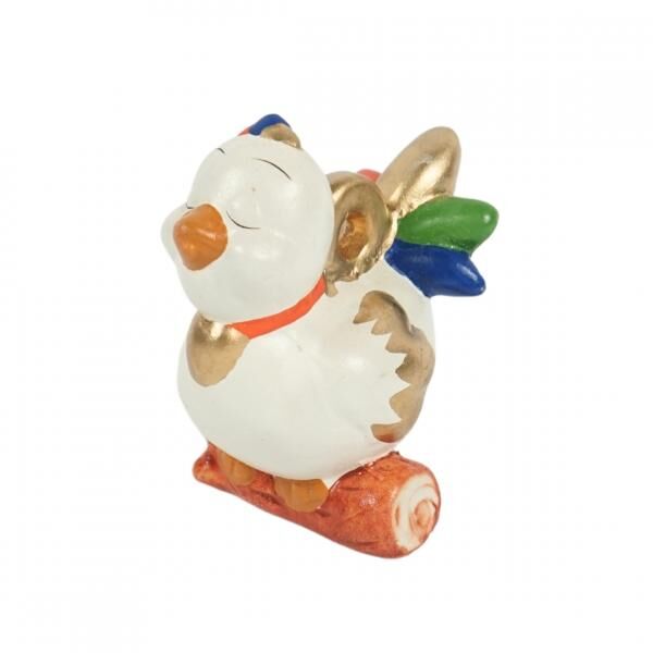 Statue Huhn am Stock weiß 8 cm