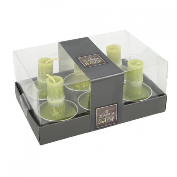 Teelichter Bambus grün 5 cm 6 Stück.