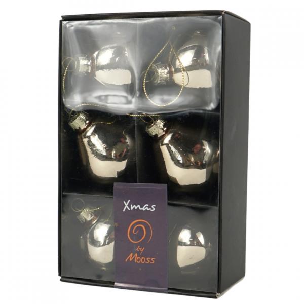 Xmas by Moos Christbaumkugeln grau 6 cm 6 Stück.