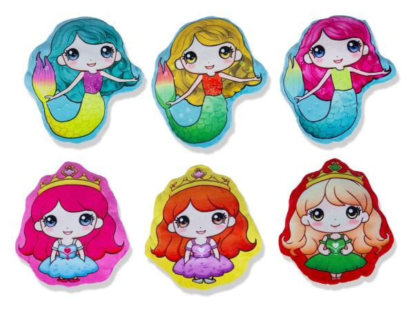 2D Prinzessin / Meerjungfrau - 6-fach sortiert - Pl&uuml;sch 16 cm