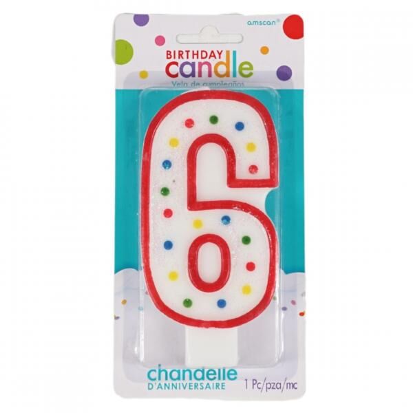 Amscan Kuchen Kerze Figur 6 weiß 13 cm