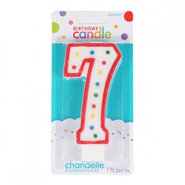 Amscan Kuchen Kerze Figur 7 weiß 13 cm