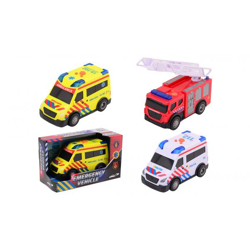 Emergency vehicles with light and sound - 3 assorted